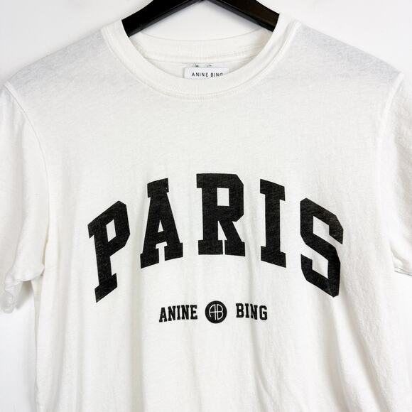 ANINE BING Lili Tee University Paris Cotton Shirt White - S - Picture 2 of 8